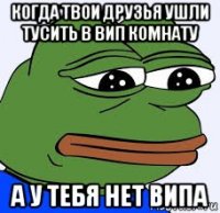 когда твои друзья ушли тусить в вип комнату а у тебя нет випа