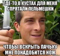 где-то в кустах для меня спрятали пельмешки чтобы вскрыть пачьку мне понадобится нож