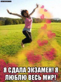  я сдала экзамен! я люблю весь мир!