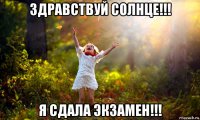 здравствуй солнце!!! я сдала экзамен!!!
