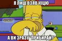 я лиш взяв кіцю а ви зразу "прибирай!"
