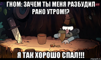 гном: зачем ты меня разбудил рано утром!? я так хорошо спал!!!
