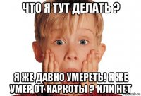 что я тут делать ? я же давно умереть! я же умер от наркоты ? или нет