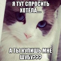 я тут спросить хотела.... а ты купишь мне шубу???