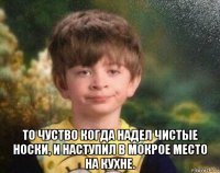  то чуство когда надел чистые носки, и наступил в мокрое место на кухне.