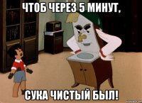 чтоб через 5 минут, сука чистый был!