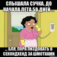 слышала сучка, до начала лета 50 дней ... ... бля, пора пиздовать в секондхенд за шмотками