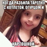 когда разбила тарелку с котлетой, огурцом и картошкой.