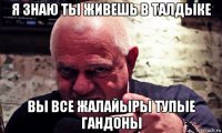 я знаю ты живешь в талдыке вы все жалайыры тупые гандоны