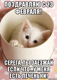 поздравляю с 23 февраля! серега, ты заезжай если что...у меня есть печеньки!