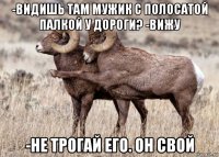 -видишь там мужик с полосатой палкой у дороги? -вижу -не трогай его. он свой