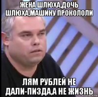 жена шлюха,дочь шлюха,машину прокололи лям рублей не дали-пизда,а не жизнь