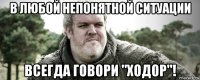 в любой непонятной ситуации всегда говори "ходор"!