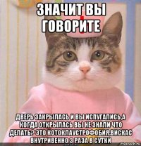 значит вы говорите дверь закрылась и вы испугались,а когда открылась вы не знали что делать? это котоклаустрофобия,вискас внутривенно 3 раза в сутки
