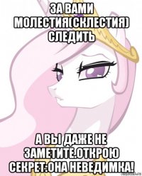 за вами молестия(склестия) следить а вы даже не заметите.открою секрет:она неведимка!