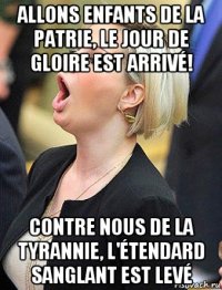allons enfants de la patrie, le jour de gloire est arrivé! contre nous de la tyrannie, l'étendard sanglant est levé