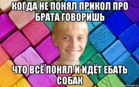 когда не понял прикол про брата говоришь что всё понял и идёт ебать собак