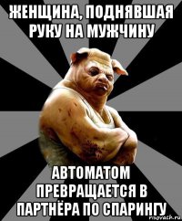 женщина, поднявшая руку на мужчину автоматом превращается в партнёра по спарингу