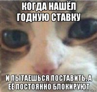 когда нашёл годную ставку и пытаешься поставить, а её постоянно блокируют