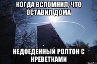 когда вспомнил, что оставил дома недоеденный ролтон с креветками