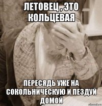 летовец , это кольцевая пересядь уже на сокольническую и пездуй домой