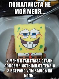 пожалуйста не мой меня... у меня и так глаза стали совсем чистыми от тебя, а я всерано улыбаюсь на боль...