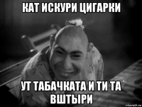 кат искури цигарки ут табачката и ти та вштыри