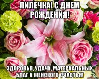 лилечка! с днем рождения! здоровья, удачи, материальных благ и женского счастья!