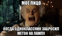 моё лицо когда одноклассник забросил меток на лампу