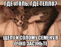 где уголь, где тепло? щепу и солому семену в очко засуньте