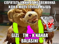 спрятать ужин от медвежонка иди в жопу глупая мышь gİzlƏtmƏk nahar bаlasini