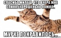 спасибо милаш, что вчера мне спинку хорошенько помял.. мурке понравилось...