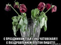  с праздником тебя сука чатовская!!! с поздравлением платон пишет!!!