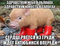 здравствуй небо в облаках, здравствуй юность в сапогах. сердце рвётся из груди, ждёт актюбинск впереди