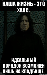 наша жизнь - это хаос. идеальный порядок возможен лишь на кладбище.