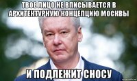 твое лицо не вписывается в архитектурную концепцию москвы и подлежит сносу