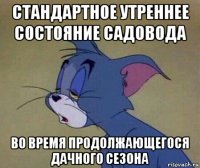 стандартное утреннее состояние садовода во время продолжающегося дачного сезона