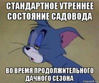 стандартное утреннее состояние садовода во время продолжительного дачного сезона