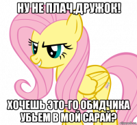 ну не плач,дружок! хочешь это-го обидчика убьем в мой сарай?