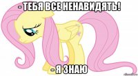 - тебя все ненавидять! - я знаю