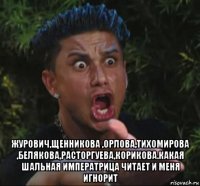  журович,щенникова ,орлова,тихомирова ,белякова,расторгуева,корикова.какая шальная императрица читает и меня игнорит