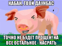 кабан, твой даунбас точно не будет прощен! на все остальное - насрать