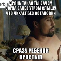 дрянь такая ты зачем сюда залез утром слышу что чихает без остановки сразу ребенок простыл