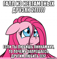 галл из невгамоных друзяк 277777 если ты любишь пинкамину, то почему запрещаесь другим любить ее!?