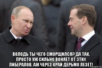  володь ты чего сморщился? да так, просто уж сильно воняет от этих либералов, аж через край дерьмо лезет!