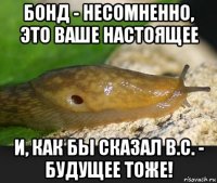 бонд - несомненно, это ваше настоящее и, как бы сказал в.с. - будущее тоже!
