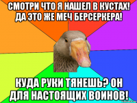 смотри что я нашел в кустах! да это же меч берсеркера! куда руки тянешь? он для настоящих воинов!