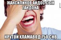 жаксиликов айдос сын гандона крутой хламавод 750 chb