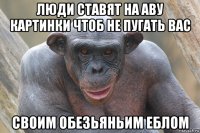 люди ставят на аву картинки чтоб не пугать вас своим обезьяньим еблом