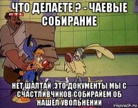 что делаете ? - чаевые собирание нет шалтай ,это документы мы с счастливчиков собирайем об нашёл увольнении